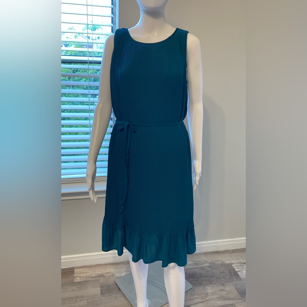 Banana Republic Teal Breeze Belted Sleeveless Dress Sz M